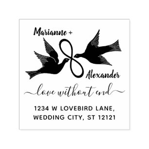 Wedding Lovebirds Infinity   Return Address Custom Self-inking Stamp