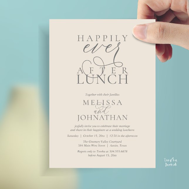 Wedding Lunch Invites, Elegant Happily Ever After Invitation (Wedding Lunch Invites, Elegant Happily Ever After Invitation Card in Cream Grey)