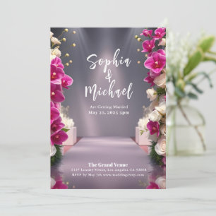 Wedding Magazine Cover White Roses and Orchids Invitation