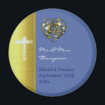 Wedding Magnet<br><div class="desc">This is a stunning blue and gold fine art heart magnet with a beautiful glowing cross.</div>