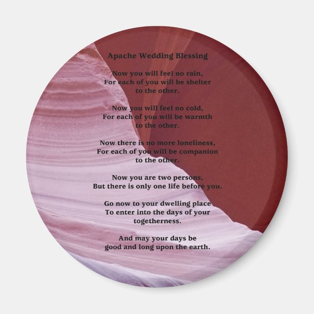 Wedding Magnet Apache Blessing Feel No Rain Round (Front)