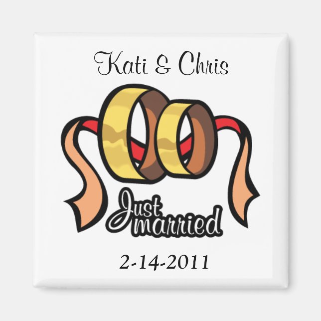 Wedding magnets Just married personalise it (Front)