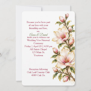 Wedding Magnolia Blossoming Branch Invitation