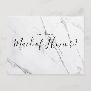 Wedding maid of honor   White Marble  Postcard