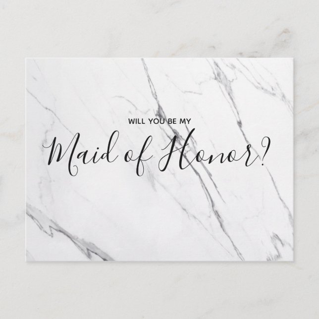 Wedding maid of honor | White Marble  Postcard (Front)