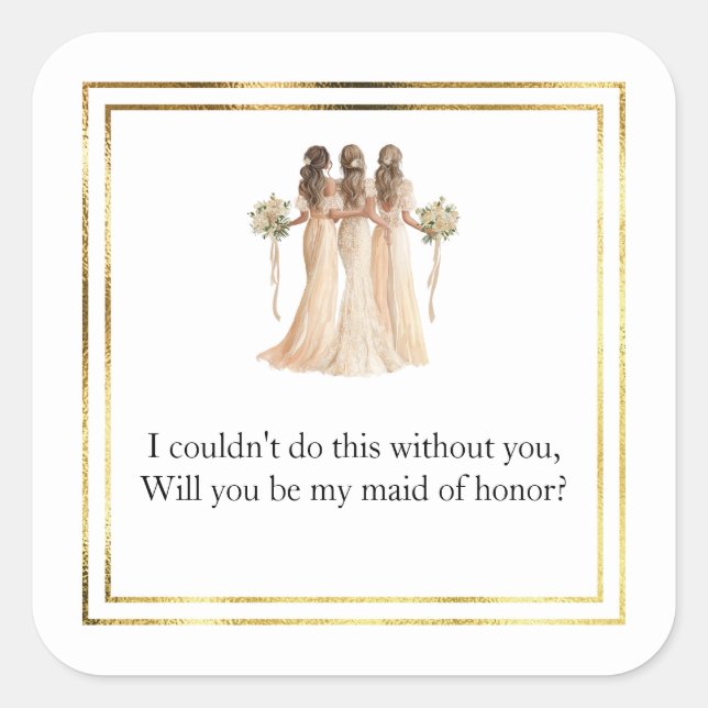 Wedding Maid of Honour Gift Stickers (Front)