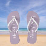 Wedding Maid of Honour Trendy Mauve Flip Flops<br><div class="desc">Gift your wedding bridesmaids with these stylish Maid of Honour flip flops that are a trendy mauve/pale purple colour along with white,  stylised script to complement your similar wedding colour scheme. Select foot size along with other options. You may customise your flip flops to change colour to your desire.</div>