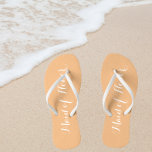 Wedding Maid of Honour Trendy Peach Flip Flops<br><div class="desc">Gift your wedding bridesmaids with these stylish Maid of Honour flip flops that are a trendy peach colour along with white, stylised script to complement your similar wedding colour scheme. Select foot size along with other options. You may customise your flip flops to change colour or text font style to...</div>