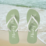 Wedding Maid of Honour Trendy Sage Green Flip Flops<br><div class="desc">Gift your wedding bridesmaids with these stylish Maid of Honour flip flops that are a trendy,  sage green colour along with white,  stylised script to complement your similar wedding colour scheme. Select foot size along with other options. You may customise your flip flops to change colour to your desire.</div>