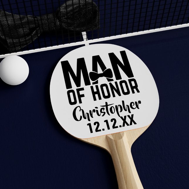 Wedding Man of Honour Gift Ping Pong Paddle (Perfect ping pong paddle for your Man of Honor! Just add his name and your wedding date)