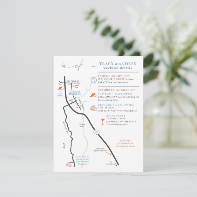Wedding Map Enclosure Custom Design for Andres Card (Standing Front)