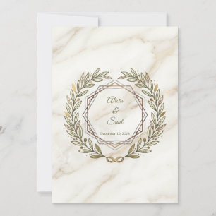 Wedding Marble and Laurel Thank You Card