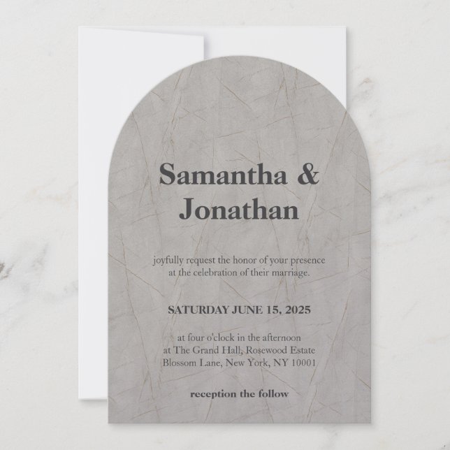 Wedding Marble textured wood Invitation (Front)