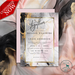 WEDDING   Marbled Dusty Rose Black Gold Abstract
