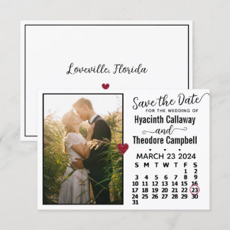 Wedding March 2024 Calendar Custom Photo White Save The Date