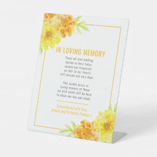 Wedding marigold floral watercolor loving memory pedestal sign
