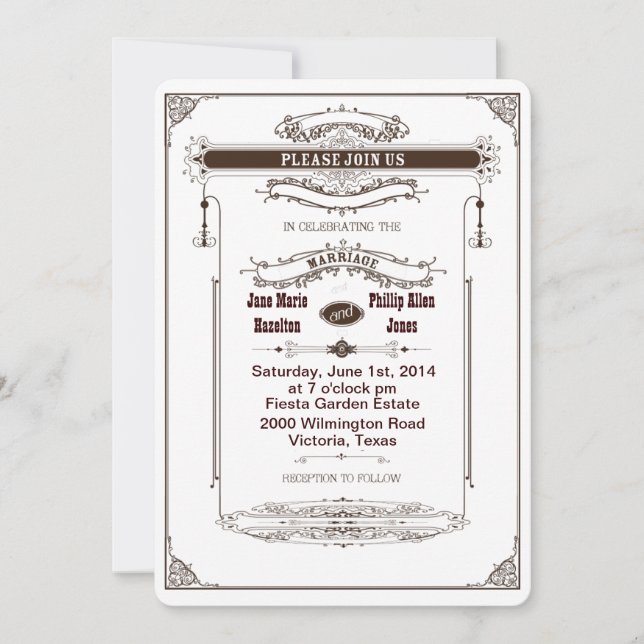 Wedding Marriage Invitation Victorian Steampunk (Front)