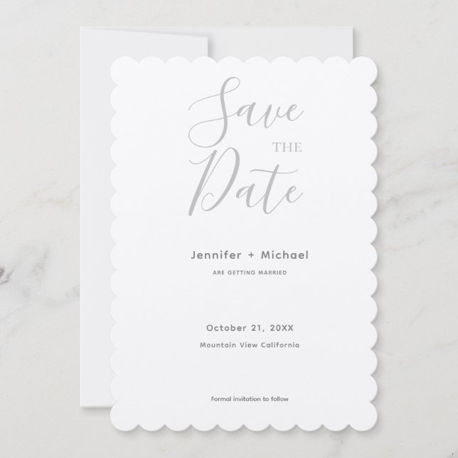 Wedding Marriage Minimalist Calligraphy Champagne  Save The Date (Front)