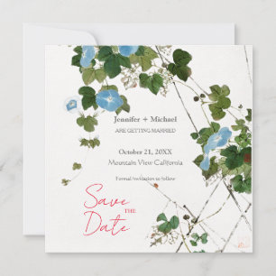 Wedding Marriage Minimalist Calligraphy Floral  Announcement