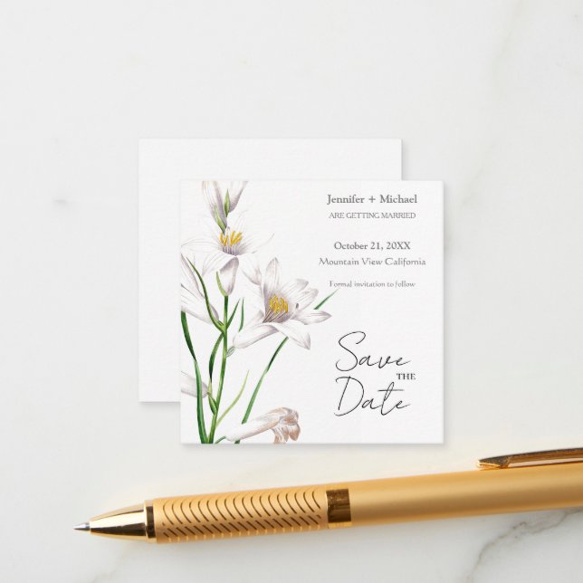 Wedding Marriage Minimalist Calligraphy Floral Enclosure Card (Front/Back In Situ)