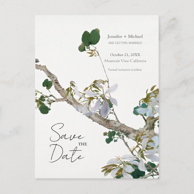 Wedding Marriage Minimalist Calligraphy Floral Postcard (Front)