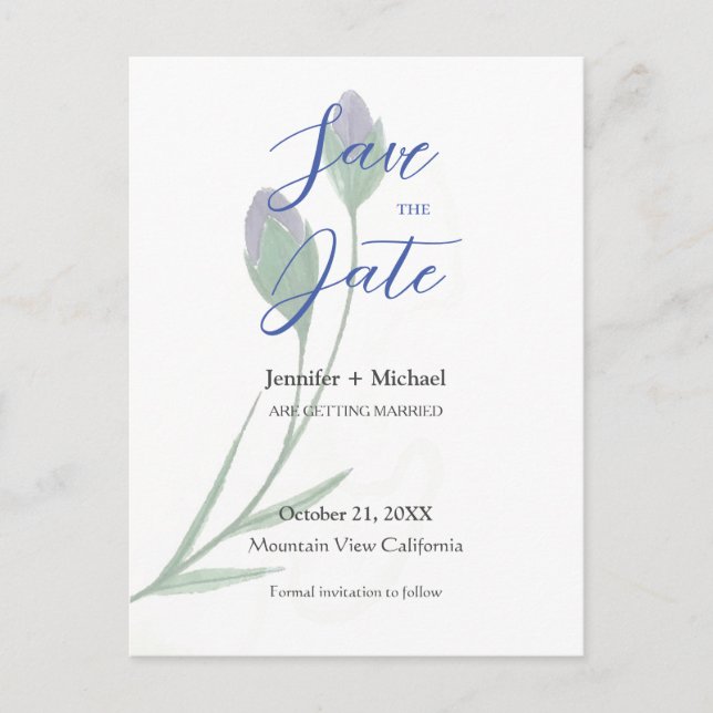 Wedding Marriage Minimalist Calligraphy Floral  Postcard (Front)