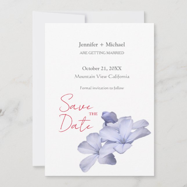 Wedding Marriage Minimalist Calligraphy Floral  Save The Date (Front)