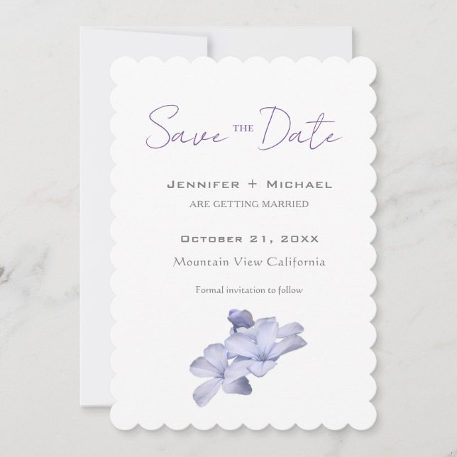 Wedding Marriage Minimalist Calligraphy Floral  Save The Date (Front)