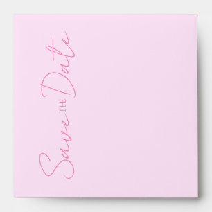 Wedding Marriage Minimalist Calligraphy Pink White Envelope