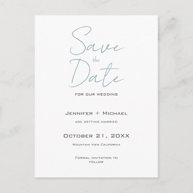 Wedding Marriage Minimalist Calligraphy Script Announcement Postcard (Front)
