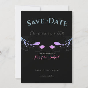 Wedding Marriage Minimalist Chic Black Floral Save The Date