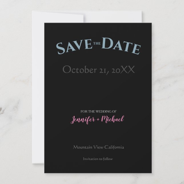 Wedding Marriage Minimalist Modern Chic Black Save The Date (Front)