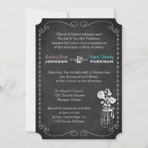 Wedding Mason Jar, Flowers, Chalkboard 2 Invitation