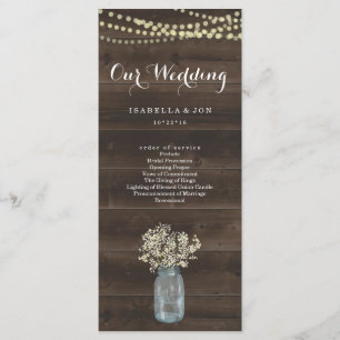 Wedding Mass / Ceremony Program Fan   Rustic Programme