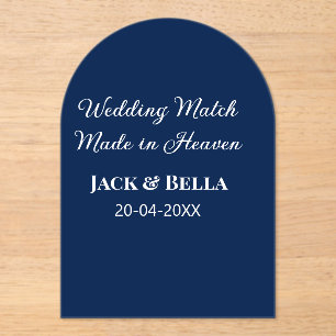 Wedding Match made in heaven wedding favours blue Acrylic Invitations