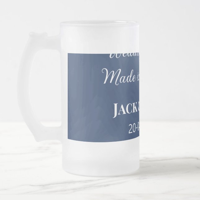 Wedding Match made in heaven wedding favours blue  Frosted Glass Beer Mug (Left)