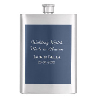 Wedding Match made in heaven wedding favours blue  Hip Flask