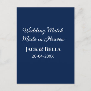 Wedding Match made in heaven wedding favours blue Postcard