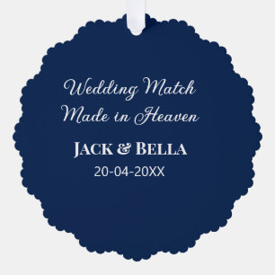 Wedding Match made in heaven wedding favours blue Tree Decoration Card