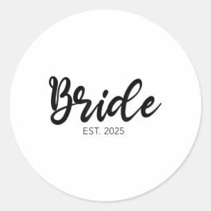 Wedding Matching Gifts Bride Est. 2025 Bridal Gift Classic Round Sticker