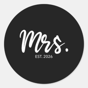 Wedding Matching Gifts Mrs Est 2026 Bride Classic Round Sticker