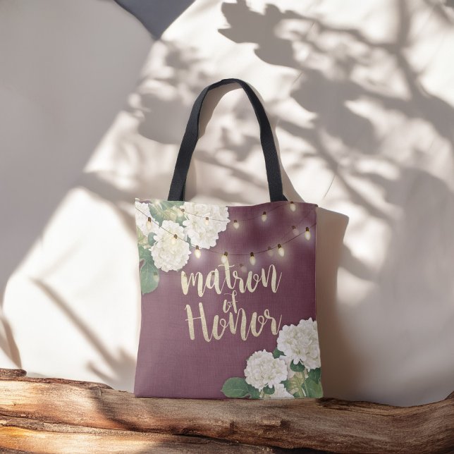 Wedding Matron of Honour Hydrangeas & String Light Tote Bag (Creator Uploaded)