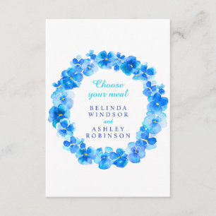 Wedding meal choice blue pansies floral enclosure card