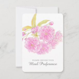 Wedding meal choice pink floral reply cards