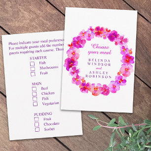 Wedding meal choice pink pansy floral enclosure card