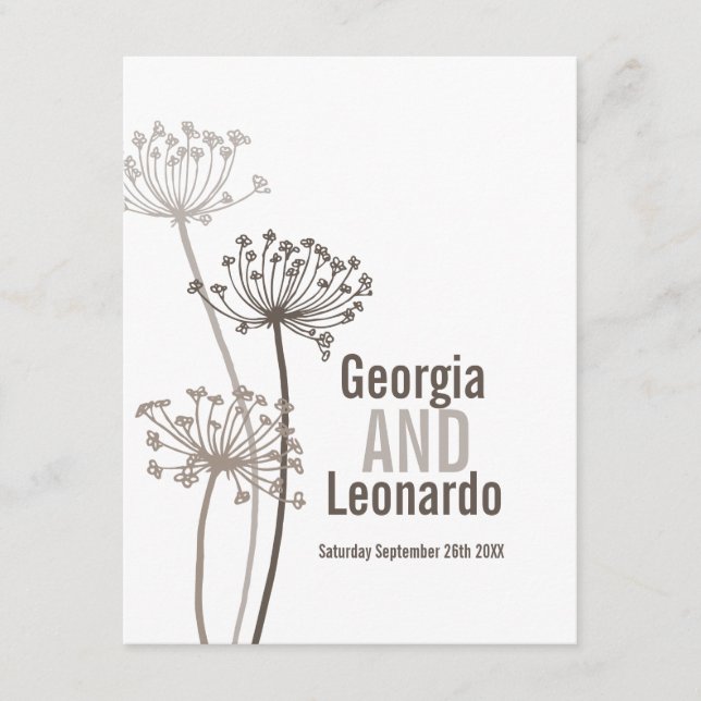 Wedding meal preference chervil flowerhead brown enclosure card (Front)