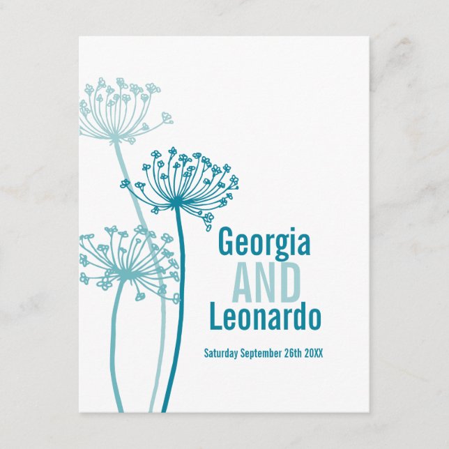 Wedding meal preference chervil graphic flower enclosure card (Front)