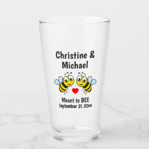 Wedding Meant to Bee Heart Cute Favour Beer Pint Glass
