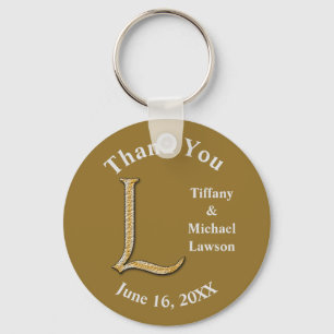 Wedding Memento Gold Silver Letter L Monogram Key Ring
