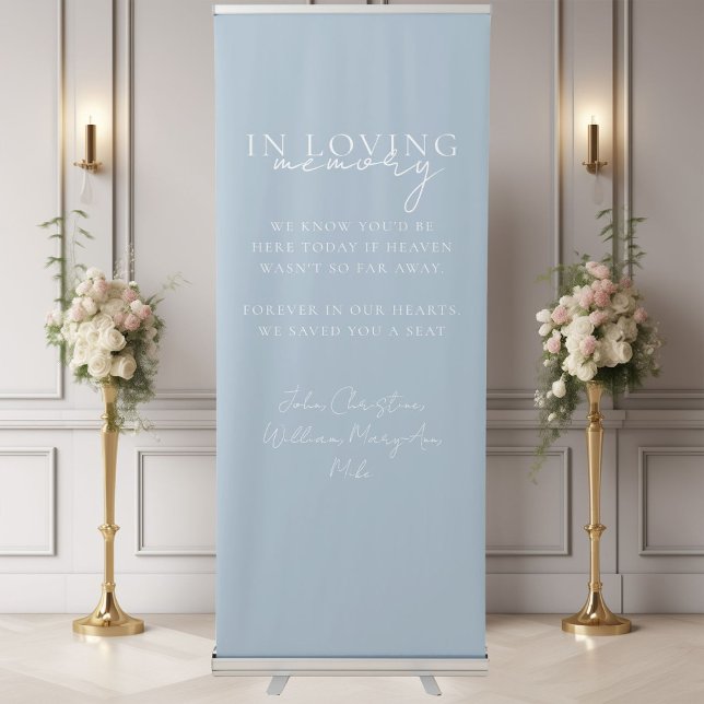Wedding, Memorial, Blue, Retractable Banner (Custom Wedding, Memorial Banner, Elegant, Script Font Retractable Banner with your text & names.)